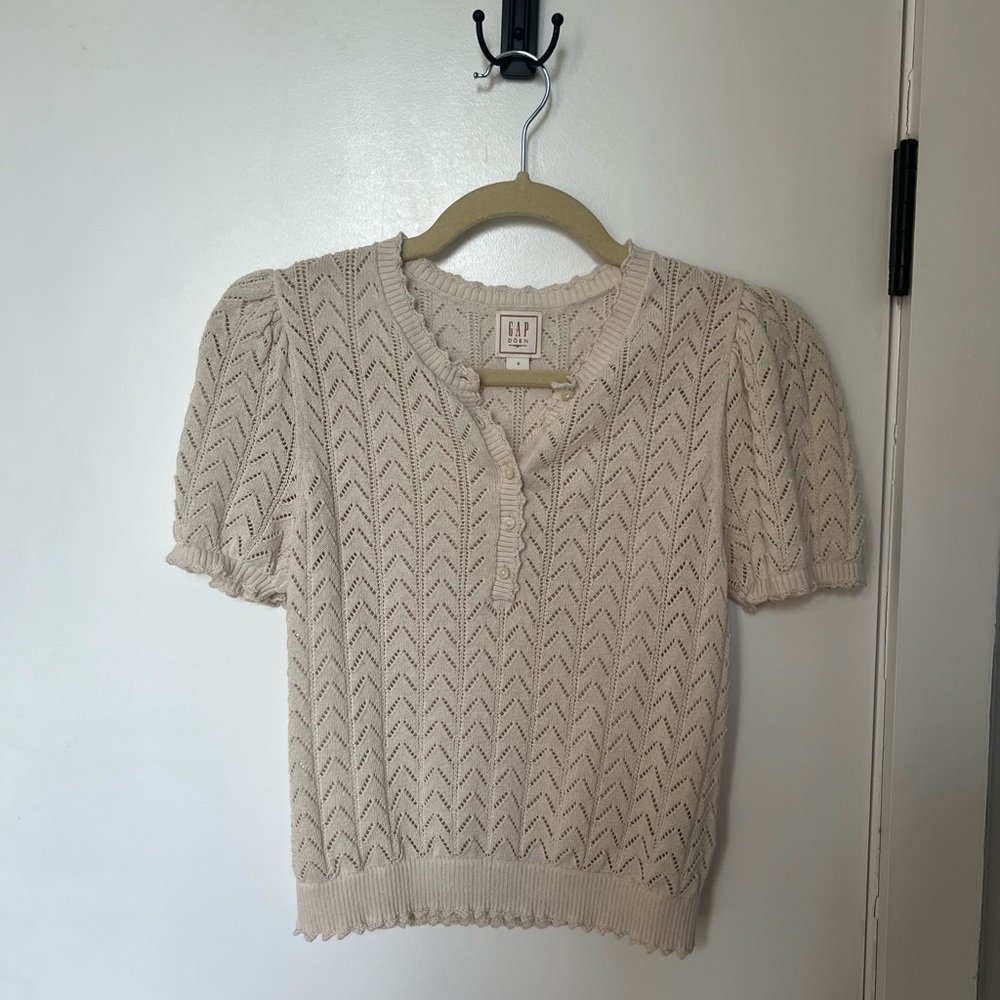 SOLD 🔴 Gap x DÔEN Linen-Blend Pointelle Top